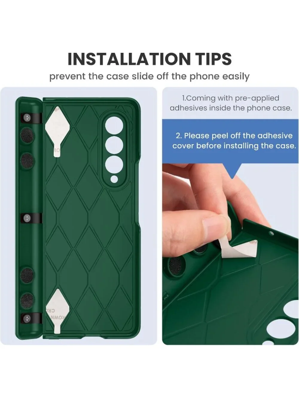 Ruky Samsung Galaxy Z Fold 3 Case Green Kickstand Screen Protector Hinge Cover